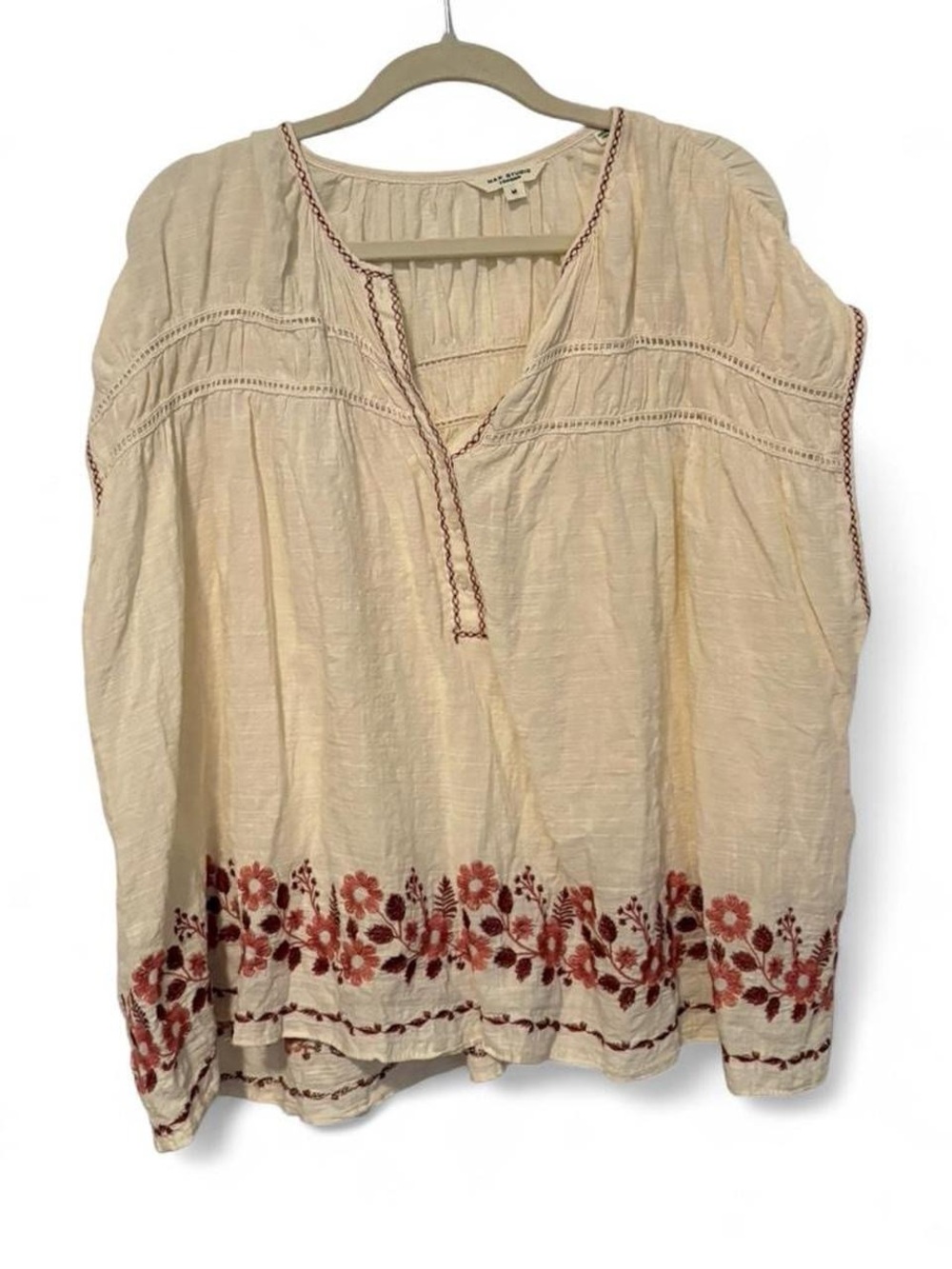 Boho flowy embroidered oversized top women’s med‎